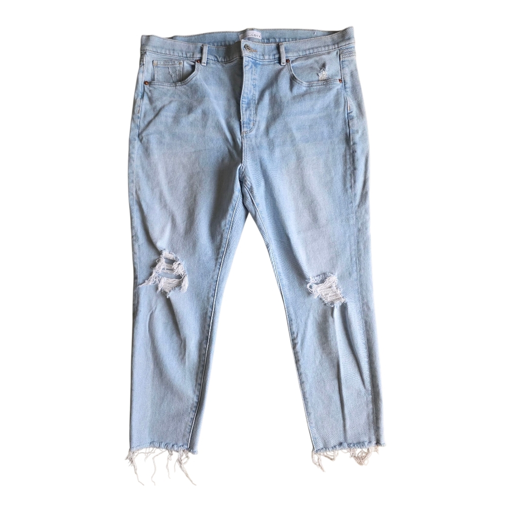 LOFT Light Blue Ripped Skinny Ankle High Waisted Size 34(18) Adorbs!!!🥰